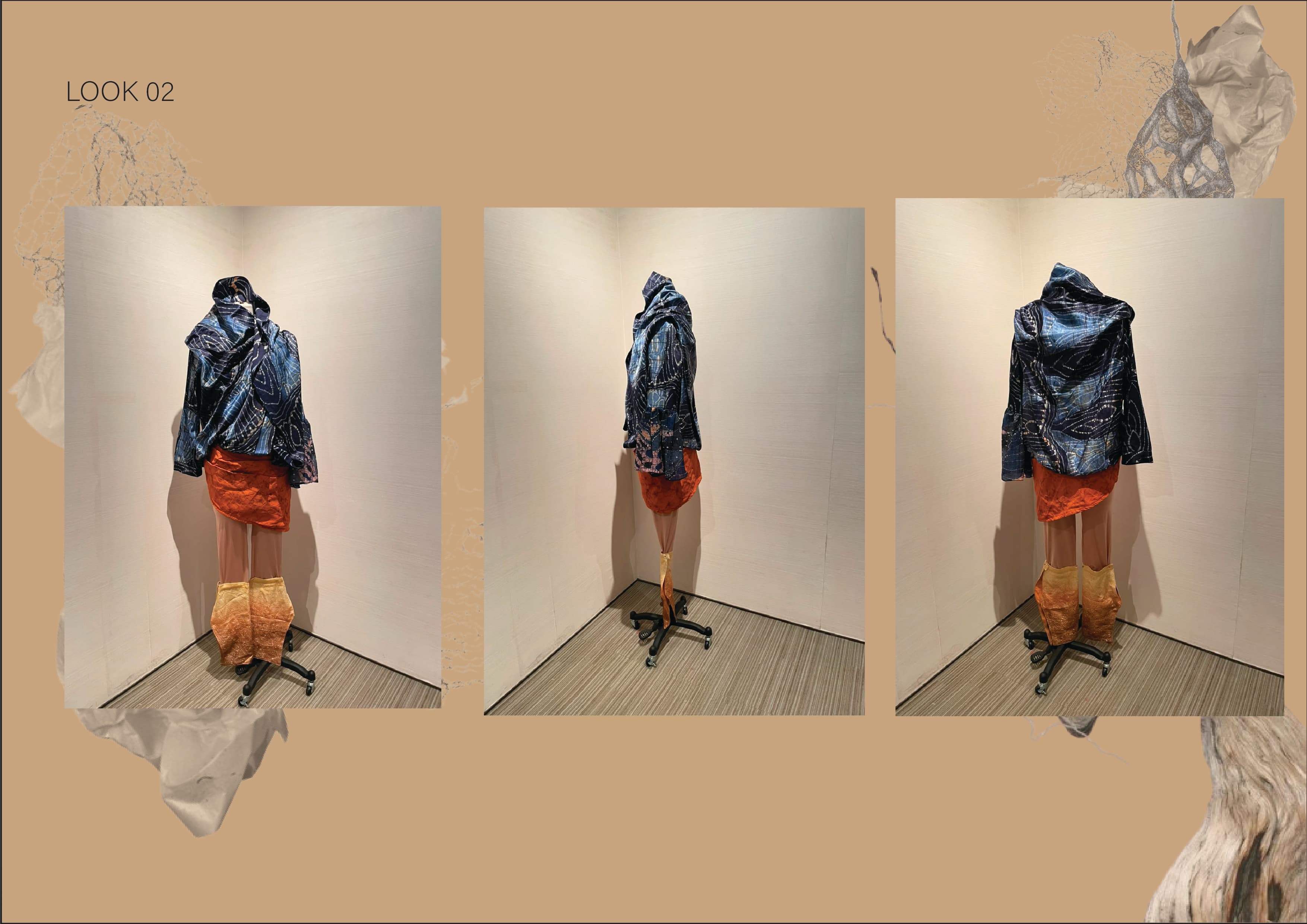 Look 02 final front, side, and back garment views