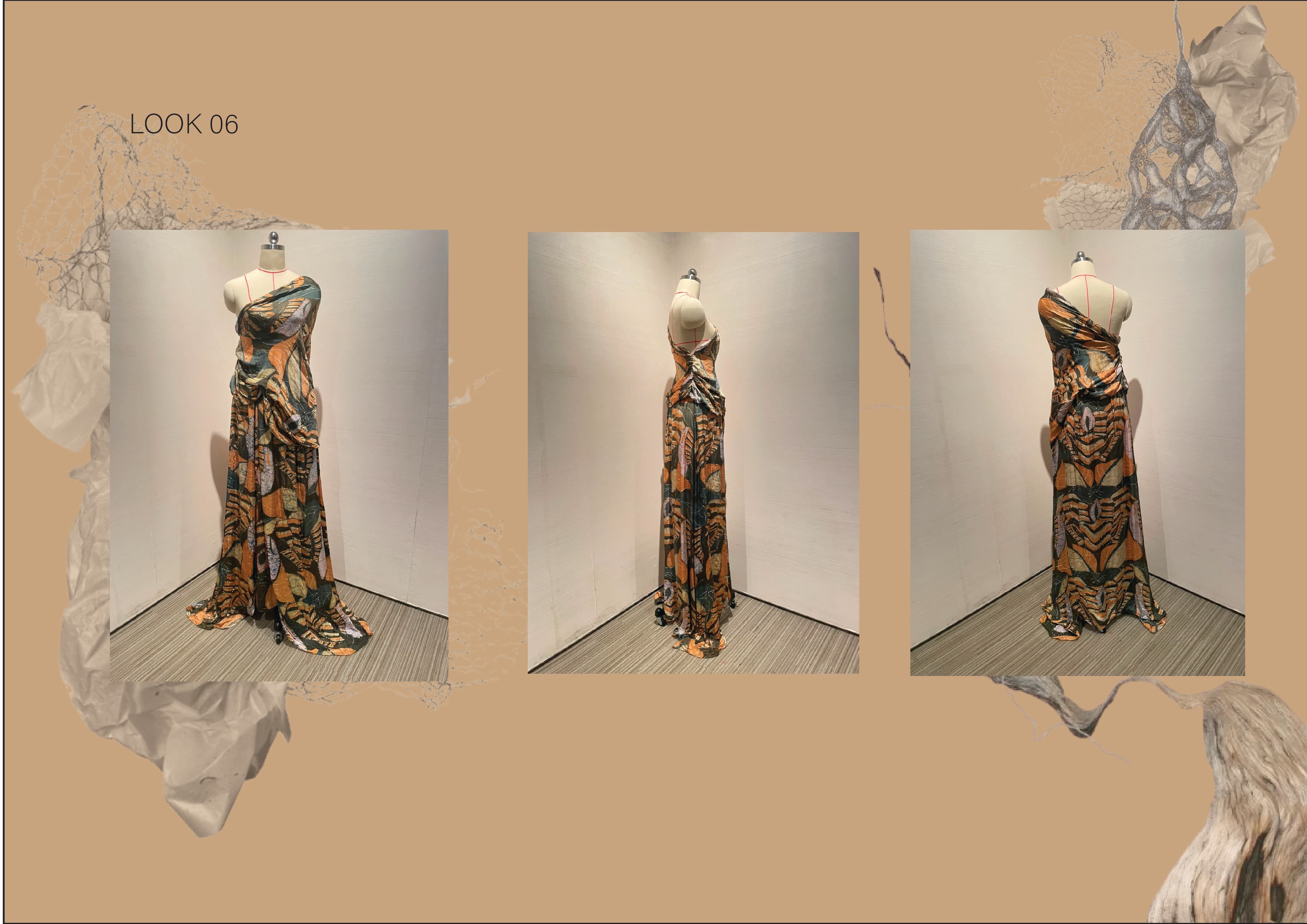 Look 06 final front, side, and back garment views